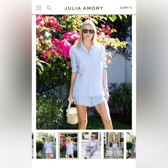 Julia Amory Blue Oxford Cabana Shorts Small New With Tags! - Picture 3 of 13